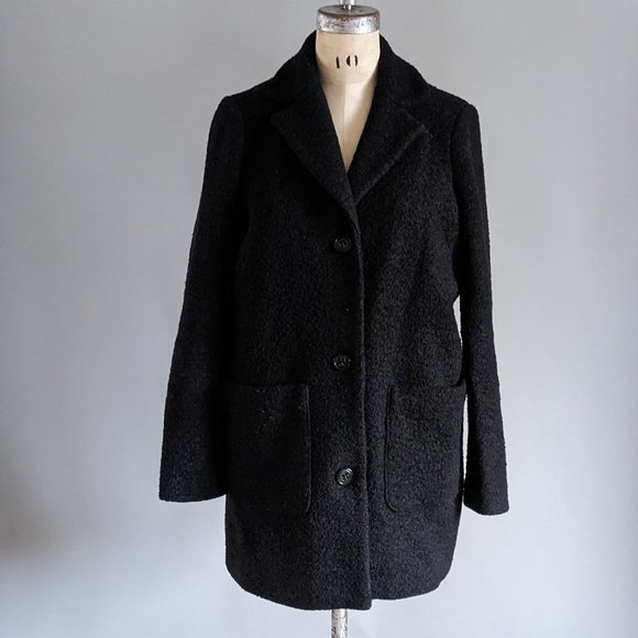 Women's Vera Moda Black Boucle Boxy Cocoon Style 3/4 Length Coat Size XS - Picture 9 of 9